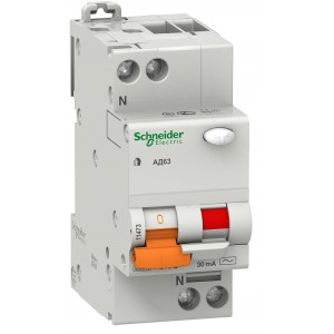 Дифференциальный автоматический выключатель АД63 2 полюса 40А 30МА SCHNEIDER ELECTRIC серии "Домовой"